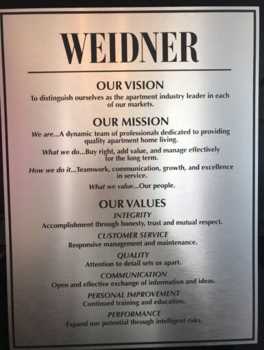 Weidner’s Mission Statement
